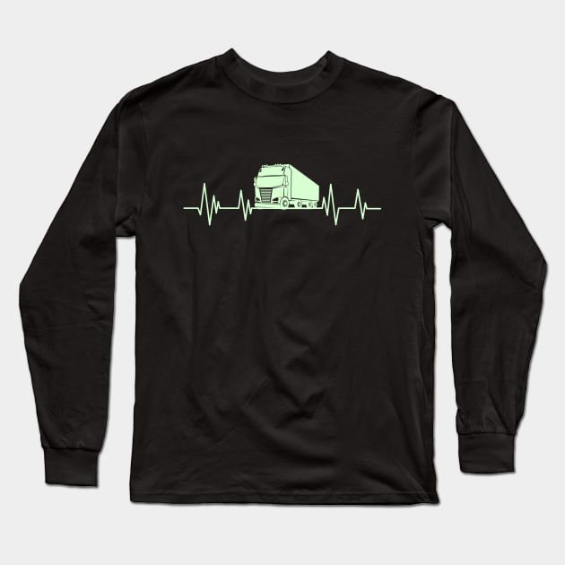 trruck heartbeat Funny Truck Driver , trucker lover Long Sleeve T-Shirt by mezy